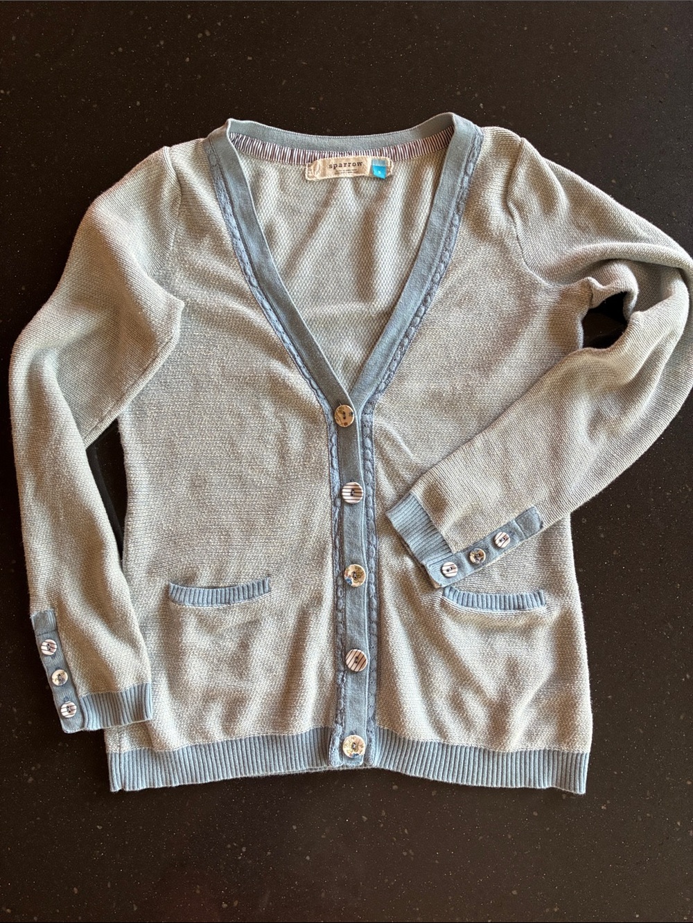 Anthropologie Sparrow V-Neck Cotton Cardigan in Light Blue